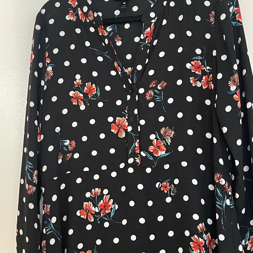 Aqua Black Floral Polka Dot Mini Dress